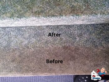 before and after picture of commercial carpet cleaning on stairs